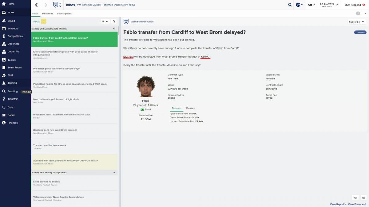 FM won't increase transfer budget