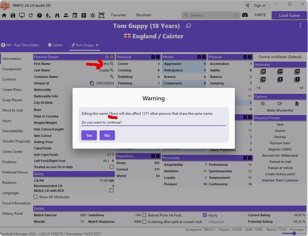 Incorrect datas change - FMRTE for Windows